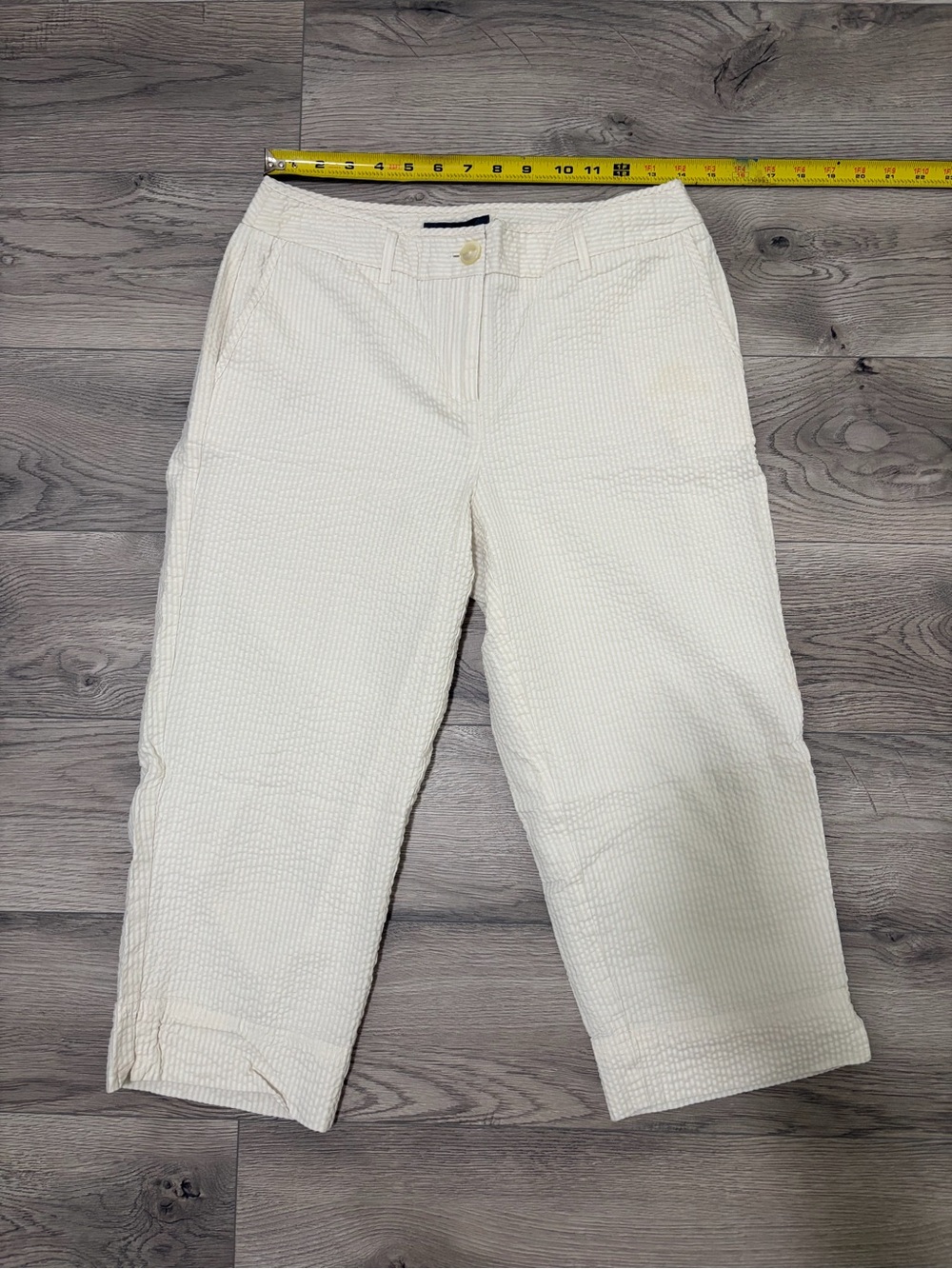 George White Seersucker Cropped Pants